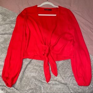 NastyGal Red Tie-Top